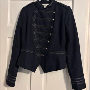 Ark & Co Navy Military-Style Cropped Blazer